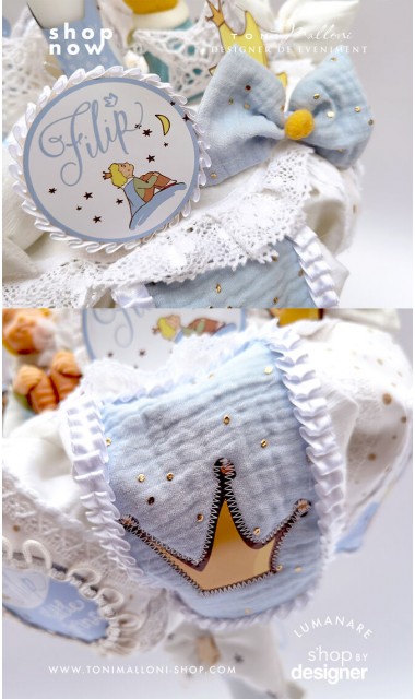 Lumanare botez Le Petit Prince cu figurina Micul Print lucrata manual 4